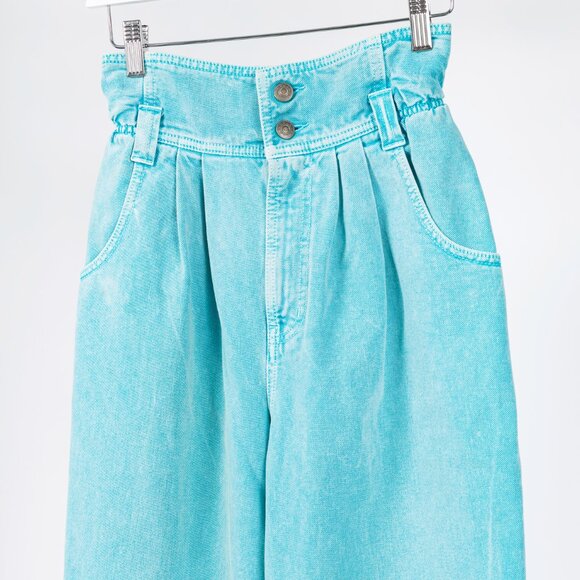 Gucci PF/19 Blue Embroidered Cherry Tapered Paperbag-Waist Jeans - Picture 4 of 16